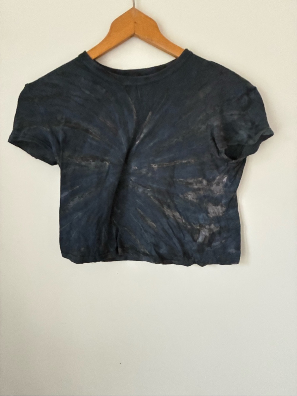 RTA  Axel Tee Women’s XS Blue Black Tie Dye Cotton Cutout Crop Top
